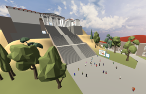 Exploring a 1:1 scale reproduction of the Athens Acropolis in circa 300 BC in a virtual world in AltspaceVR.