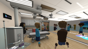 Exploring an emergency room simulation and digital twin used for training emergency workers in AltspaceVR.